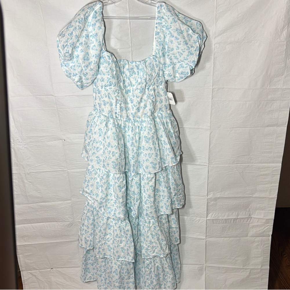 Altar'd State Blue Puff Sleeve Maxi Dress. NEW WITH TAGS!